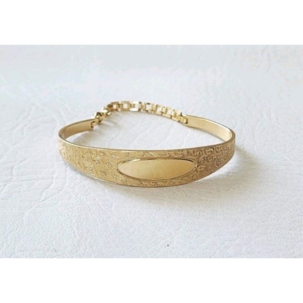 Jacoby Bender Gold Tone Women's Engravable ID Bracelet 1960’s Unsigned 6.5"